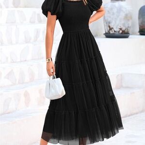 Elegant Black Ruffled Dress